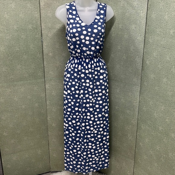 AMANA Blue polkadot dress - Picture 1 of 5